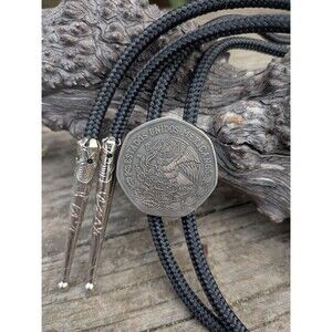 Handcrafted Mexican Diez Pesos Bolo Tie, Vintage Coin Western Necklace